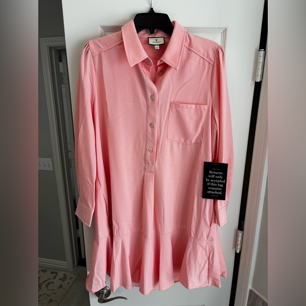 Tuckernuck Callahan Crepe Long Sleeve Shirt Dress ~ Size L - Picture 2 of 10